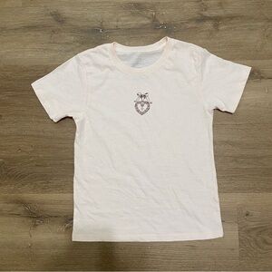 Hires Soft Girl Aesthetic Pink Tee Dainty Heart Bow Graphic Women’s Small